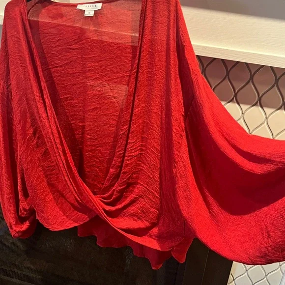 FAVLUX Vibrant Red Drape Blouse - Picture 3 of 6
